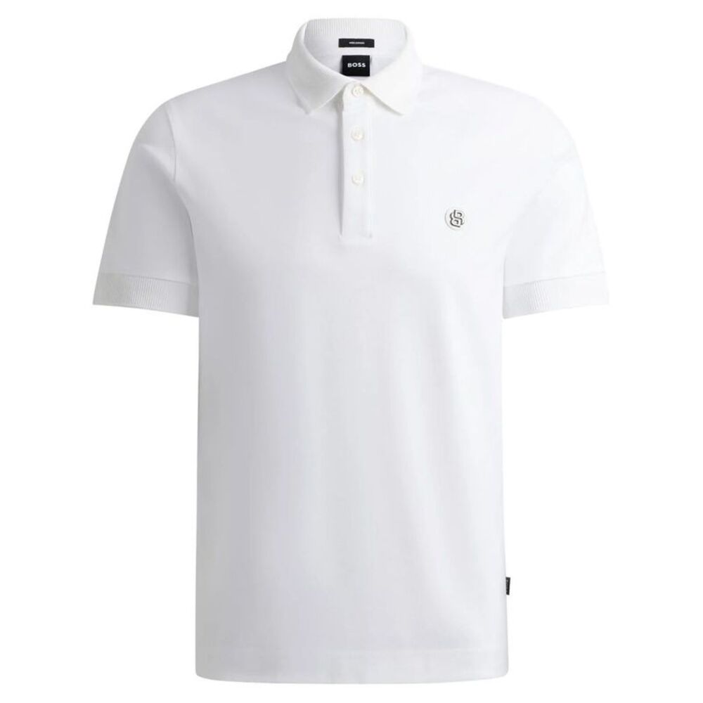 Boss Mens Parris Monogram Polo Shirt / White
